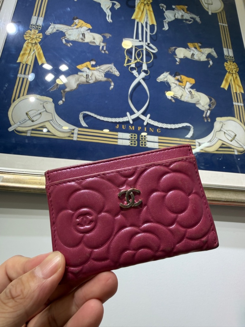 CHANEL Pink Leather Card Slot Wallet